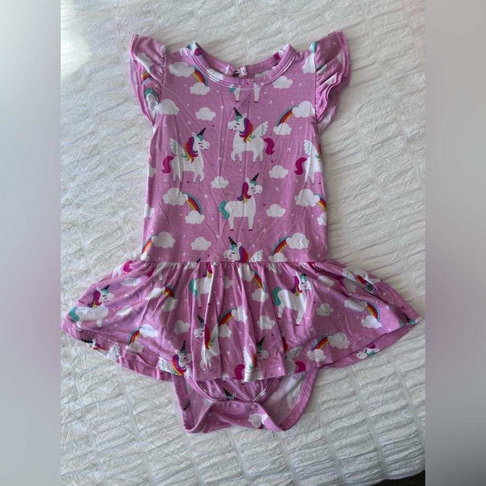 Little Bum Bums / Bums & Roses Pink Unicorn Twirl Dress Size 12-18M GUC - Picture 3 of 7